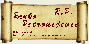 Ranko Petronijević vizit kartica